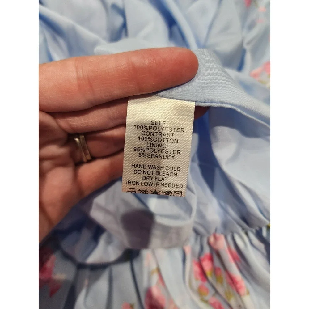 Rareraw Tutu Dress Girls S Sky Blue Pink Floral Flutter Polyester Off-Shoulder